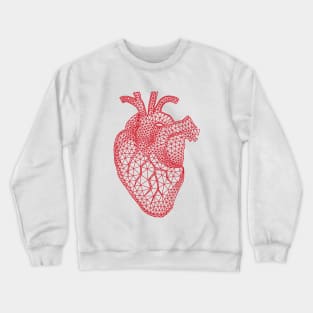 red human heart with geometric mesh pattern Crewneck Sweatshirt